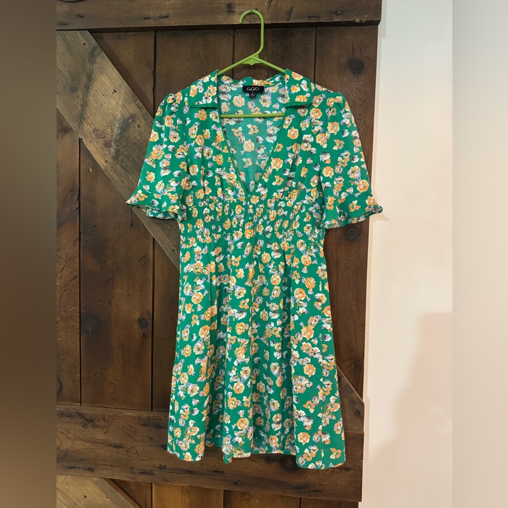 Chic Green Floral Mini Dress by GIGI C